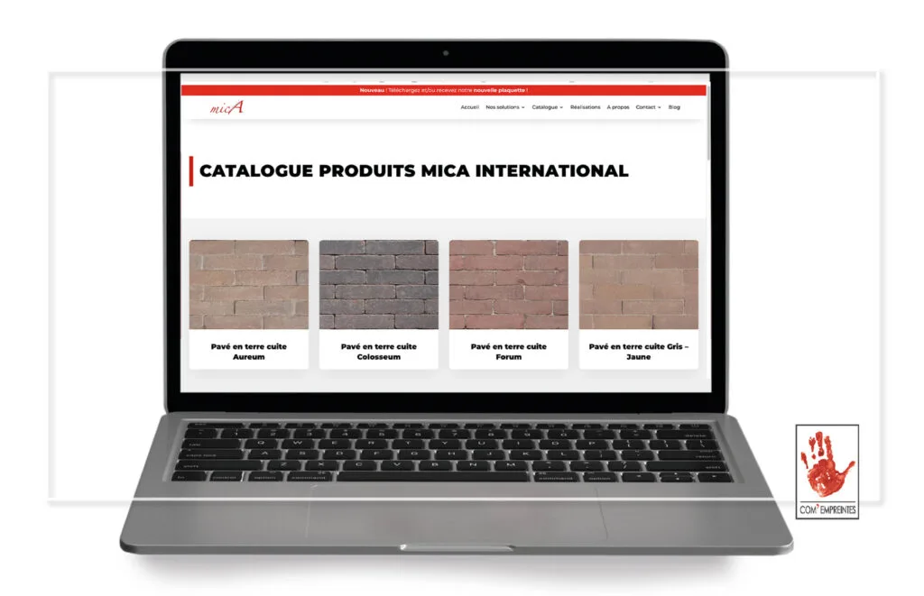 Communication secteur bâtiment BTP site web avec catalogue produits en ligne - Par l'agence de communication Com' Empreintes -